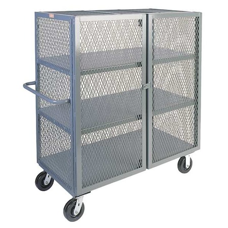 Jamco Dual-Latch Welded Mesh Security Cart with Fixed Shelves, 3,000 lb Capacity, 40 in W x 54 in L x VC448P600GP