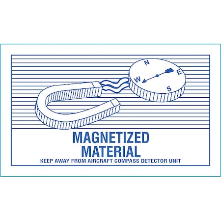 Zoro Select DOT Label Magnetized Material 5"x3", Blue/Orange 8PL57