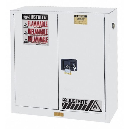 Justrite Flammable Liquid Safety Cabinet, 30 gal, 1 Shelves, Galvanized Steel, 43 in W x 44" H x 18 in D 893005