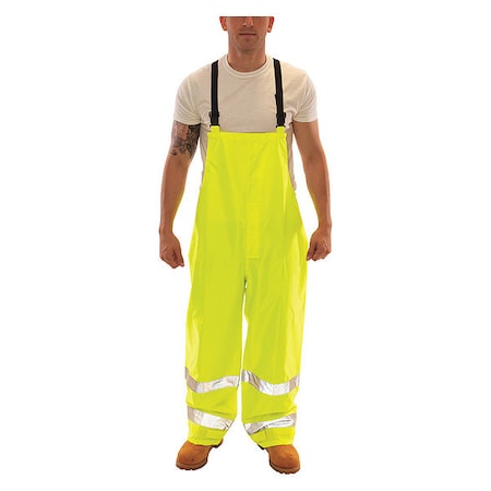 Tingley High Visibility Rain Bib Overall, Polyester/Polyurethane, 32 in Inseam, 48 in to 50 in Waist, 2XL O23122