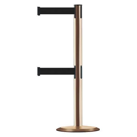 Tensabarrier Barrier Post with Belt, Black, 7 1/2 ft Length, 38 in Post Height, No Legend 889T2U-2P-2P-STD-NO-B9X-C