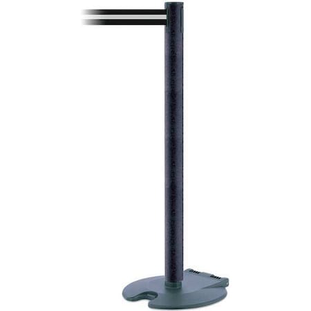 Tensabarrier Barrier Post with Belt, Black/White Horizontal, 7 1/2 ft Length, 38 in Post Height, No Legend RB1-89-89-STD-NO-S3X-C