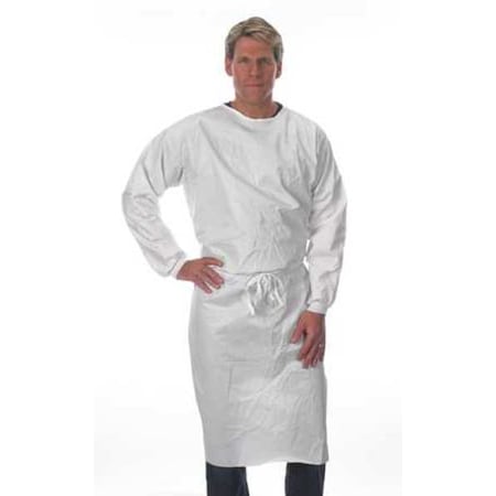 Lakeland Disposable Sleeve Apron, Tyvek(R), Serged, 5.5 mil, 45 in, White, S PBL141-SM