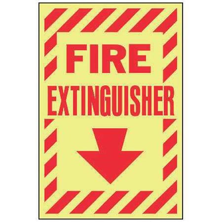Accuform Fire Extinguisher Sign, 14X10", R/YEL, Sign Legend Color: Red MLFX536GF