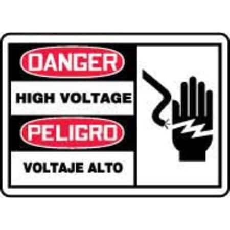 Accuform Spanish-Bilingual Danger Sign, 10 in Height, 14 in Width, Vinyl, Rectangle, English, Spanish SBMELC077VS