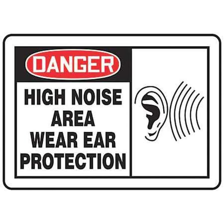 ACCUFORM Danger Sign, 7X10", R and BK/Wht, Plstc, Legend: High Noise Area Wear Ear Protection MPPE034VP