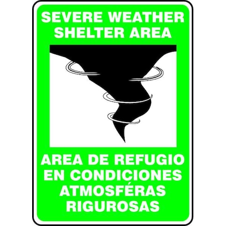 Accuform Emergency Sign, 14 in Height, 10 in Width, Vinyl, Rectangle, English, Spanish SBMFEX524VS