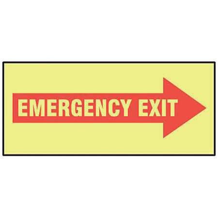 Accuform Exit Sign, Vinyl, 10" W, 3-1/2" H, Emergency Exit, Red MLEX526GF