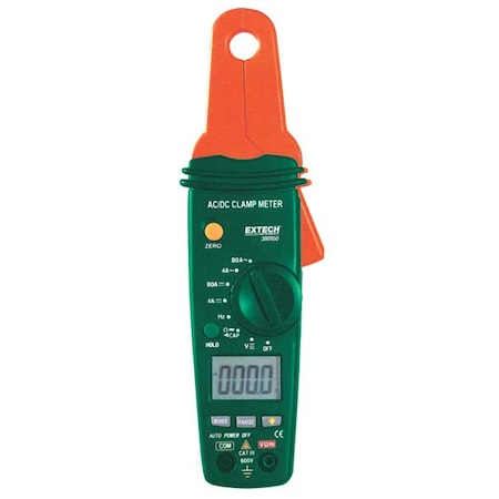 Extech Digital Clamp Meter, LCD, 80 A, 0.5 in (13 mm) Jaw Capacity, CAT III 600V Safety Rating 380950