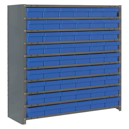Quantum Storage Systems Steel Enclosed Bin Shelving, 12 in D x 39 in H x 36 in W, 10 Shelves, Blue CL1239-401BL