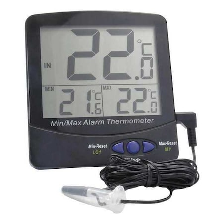 Thermco Digital Thermometer, -58 Degrees to 158 Degrees F for Wall or Desk Use ACC895BLK