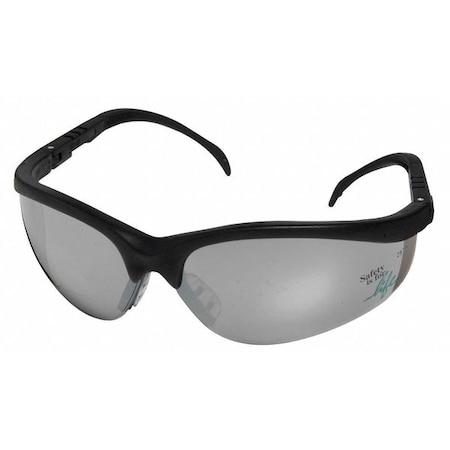 Lab Safety Supply Safety Glasses, Indoor/Outdoor Mirror Scratch-Resistant Lens, Polycarbonate, Matte Black 8MVM4