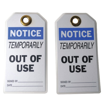 Zoro Select Notice, Temporarily Out Of Use, 3 in W x 5 3/4 in H, 10 PK 8NCL3
