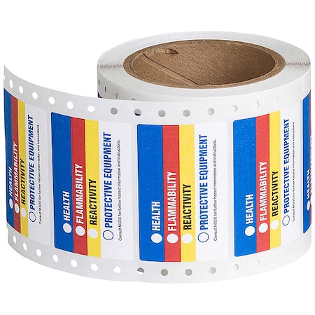 Brady Label, Health, Flammability, Reactivity, Protective Equipment, HMIG, 3 in W, 1 7/8 in H 99194