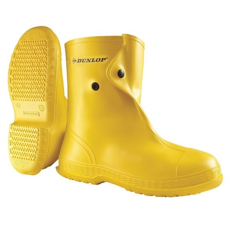 Dunlop Overboots, Plain Toe, Flex-O-Thane PVC, 10 in Height, Snap Tab Closure, Cleated Sole, Yellow, XL 8802000