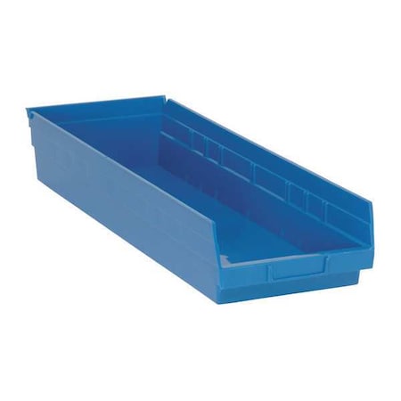 QUANTUM STORAGE SYSTEMS 50 lb Shelf Storage Bin, Polypropylene, 8 3/8 in W, 4 in H, Blue, 23 5/8 in L QSB114BL