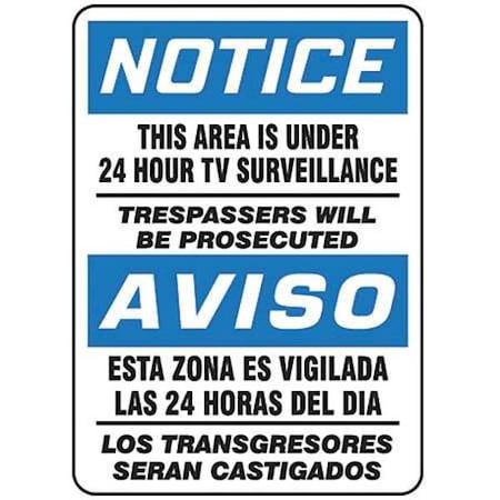 Accuform Spanish-Bilingual Notice Sign, 14 in H, 10 in W, Aluminum, Rectangle, English, Spanish, SBMASE812VA SBMASE812VA