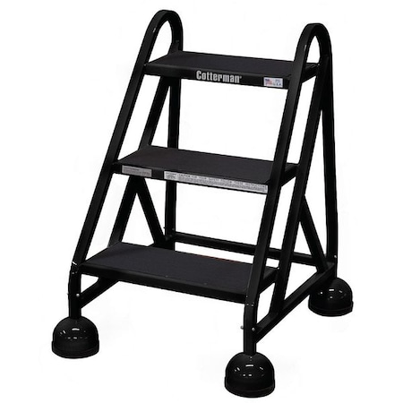 Cotterman Rolling Platform, 3 Steps, 31 in Overall Height, Steel, Black ST-300 A2 C7 P5