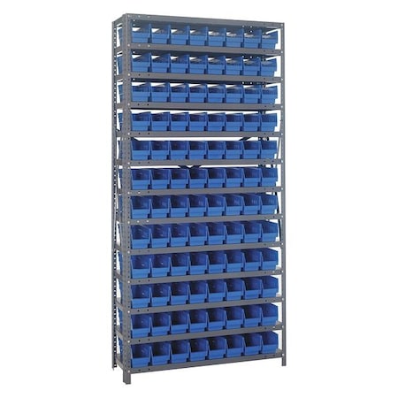 Quantum Storage Systems Steel Bin Shelving, 18 in D x 75 in H x 36 in W, 13 Shelves, Blue 1875-103BL