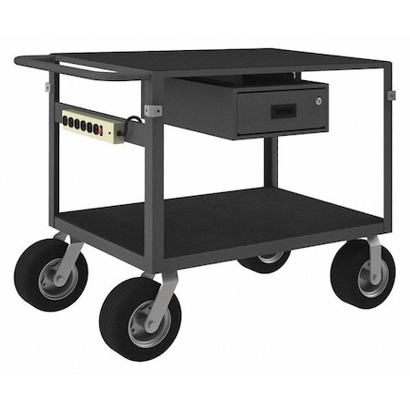 Zoro Select Instrument Cart with Flush Metal Shelves, Steel, 1,200 lb Load Capacity, 2 Shelves, 60 in L IC24481DRPS8SPN95
