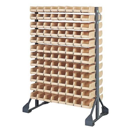 Quantum Storage Systems Steel Bin Rail Floor Rack, 20 in D x 54 in H x 36 in W, Ivory QRU-12D-220-192IV