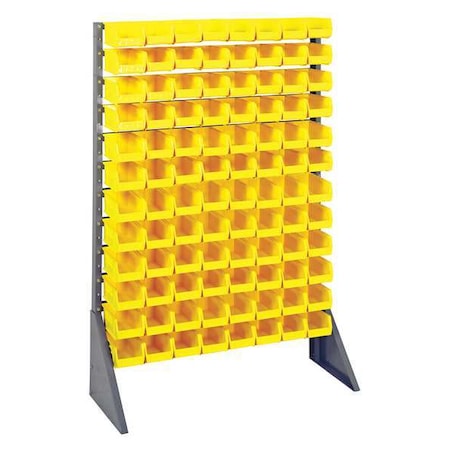 Quantum Storage Systems Steel Bin Rail Floor Rack, 36 in D x 54 in H x 15 in W, Yellow QRU-12S-210-96YL
