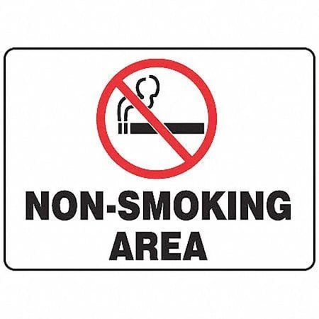 Accuform No Smoking Sign, 10" H, 14 in W, Plastic, Rectangle, English, MSMK414VP MSMK414VP