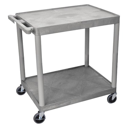 Zoro Select Utility Cart with Lipped Plastic Shelves, 400 lb Load Capacity, 2 Shelves, 32 in L, 24 in W TC22-G
