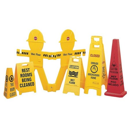 Safety Sign Two Sided Floor Stand Sign, 24 3/8 in Height, Plastic 28956