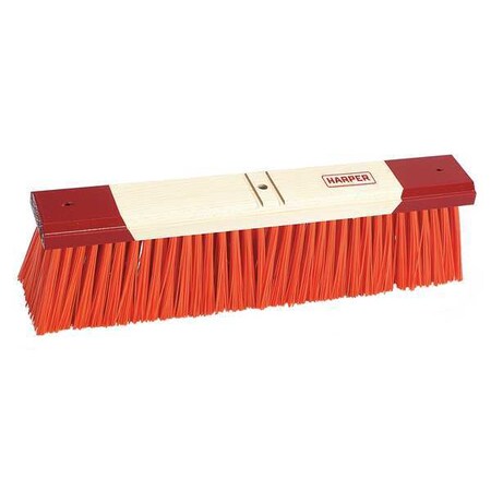 Tough Guy 16-Inch Stiff Push Broom Head - Synthetic Orange Bristles, Wood Block