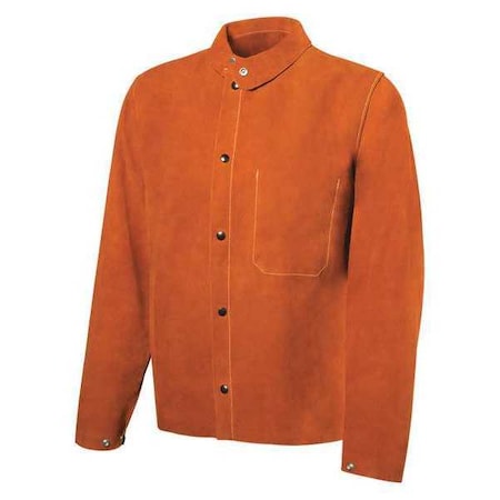 Steiner Welding Jacket, Cowhide, 3 oz, 30 in Length, Snaps Closure, 2 Pockets, Brown, XL 1215-X