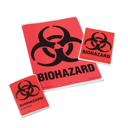 Brady Warning Label, Biohazard, Paper, 2 7/8 in W, 4 in H 1127LS