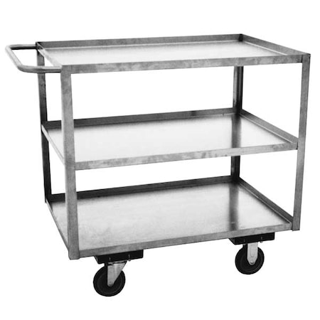 Jamco Corrosion-Resistant Utility Cart with Lipped Metal Shelves, Stainless Steel, 1,200 lb Load Capacity XA136U500