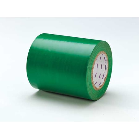 Zoro Select Floor Marking Tape, vinyl, Solid, Green, 6 in W., 5 mil Thickness 8PCN8