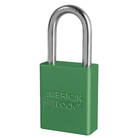 American Lock Lockout Padlock, Keyed Alike, Aluminum, Green, 1 1/2 in Shackle Height, 1 1/2 in Body Width, 3 PK A1106KAS3GRN