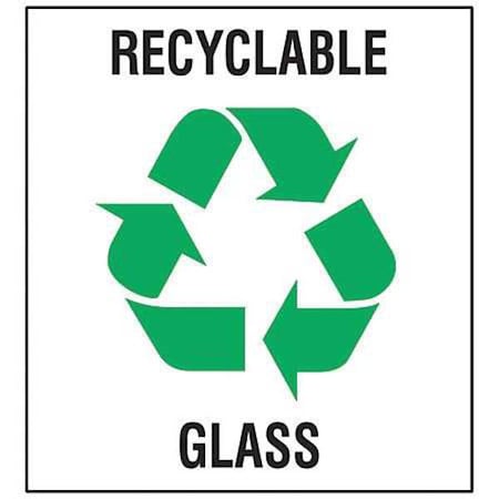 Brady Recycle Label, Recyclable Glass, Vinyl, 10 in W, 10 in H 20638LFLS