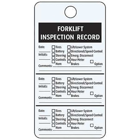 See All Industries Tag, Forklift, Aluminum, 4 1/4 in H x 3 in W, White, Rectangle, 25 PK IL-FORK