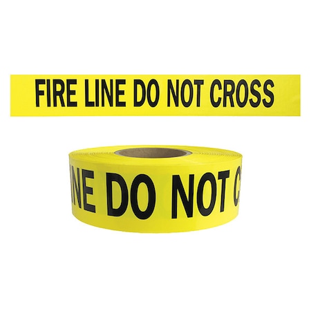 Zoro Select Barricade Tape, Fire Line Do Not Cross, Yellow, 3 in Wide x 1,000 ft Length, Polyethylene, 4 mil B3104Y15-200