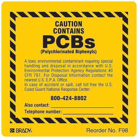Brady Label, PCB, Polystyrene, 10 in W, 14 in H F98LS