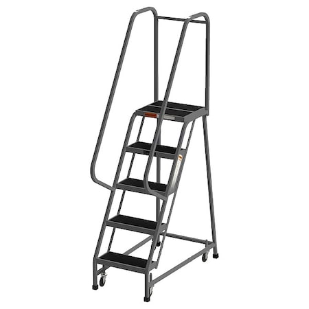 Ega 6.7 ft H Steel Rolling Ladder, 5 Steps, 450 lb Load Capacity F008-G