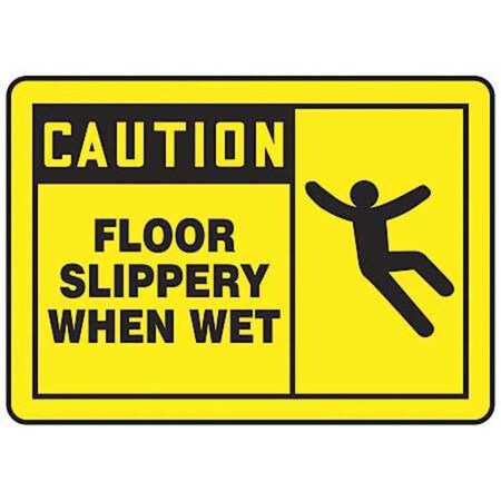 Accuform Caution, Floor Slippery When Wet, 14" W x 10" H, Rectangle, Plastic MSTF619VP