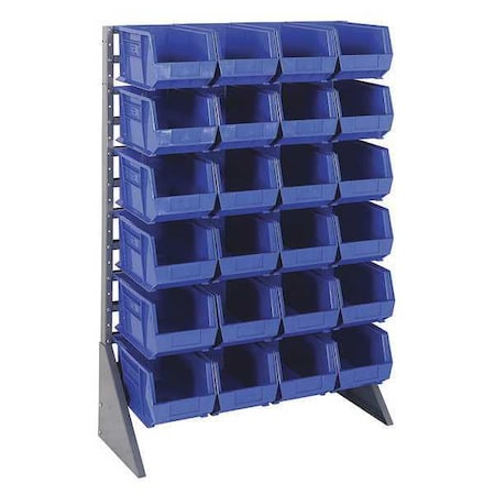 Quantum Storage Systems Steel Bin Rail Floor Rack, 15 in D x 54 in H x 36 in W, Blue QRU-12S-240-24BL