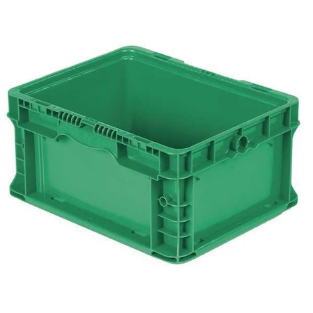 Orbis Solid & Stackable Straight Wall Storage Container, 3.6 gal, 12 in L x 15 in W x 7-1/2 in H, Green NSO1215-7 GREEN