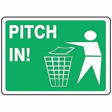 Accuform Pitch In, 14" W x 10" H, Rectangle, Plastic, MHSK400VP MHSK400VP