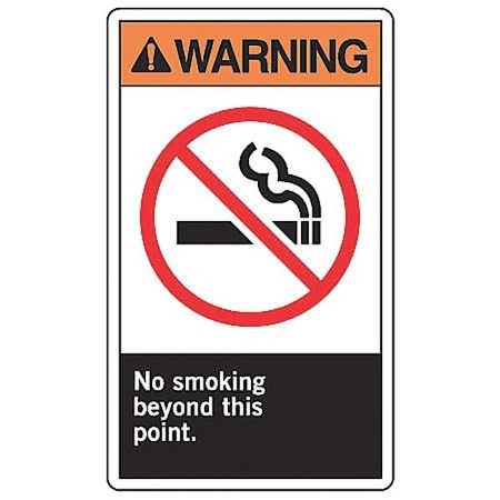 Accuform Warning No Smoking Sign, 14 in H, 10" W, Plastic, Rectangle, English, MRMK300VP MRMK300VP