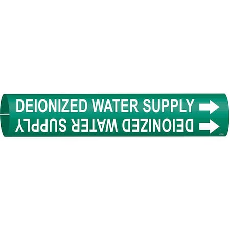 Brady Pipe Marker, Deionized Water Supply, Green, 4173-B 4173-B