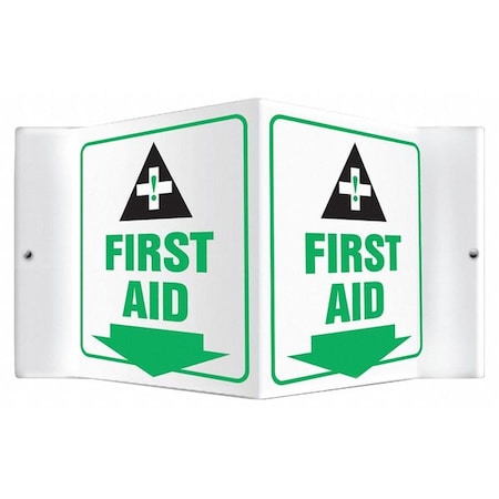 Accuform First Aid, 8-1/2" W x 6" H, V-Shaped, Plastic, PSP605 PSP605