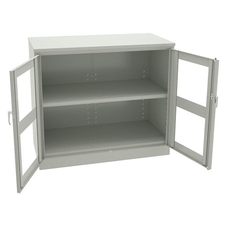 Tennsco Shelving Storage Cabinet, 42 in H, 48 in W, 24 in D, Swing, Keyed, Light Gray, 2 Shelves, 0 Drawers CVDJ2442A LIGHT GREY