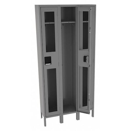 Tennsco Wardrobe Locker, 36 in W, 12 in D, 78 in H, (1) Tier, (3) Wide, Gray CSL-121272-3 MED GRE