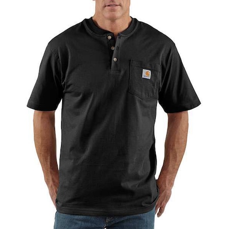 Carhartt Men's Short Sleeve Henley, Cotton, Pullover/Button Front, 1 Pocket(s), Black, 4XL K84-BLK 4XL REG